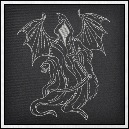 Grim Reaper Machine Embroidery Design – Death with Sickle Line Art – 6 Sizes (0154)