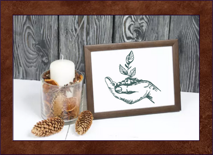 Hand Holding Soil with Plant Sapling Machine Embroidery Design Sketch, Seedling Line Art Design, Seedling Plant Embroidery, 8 Sizes (0250)