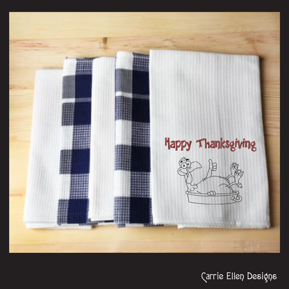 Happy Thanksgiving Roasting Turkey Machine Embroidery Design – Funny Holiday Dinner Pattern, 8 Sizes (1022)