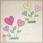 Heart Flowers Machine Embroidery Design | Valentine's Day Love Garden Flowers | 4 Sizes (0409)