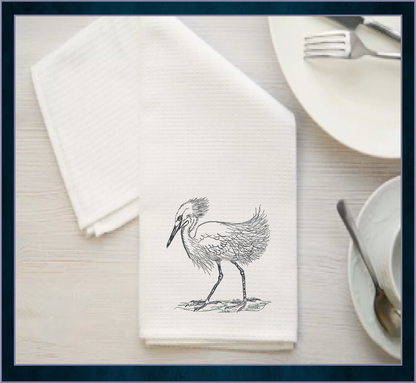 Heron Snowy Egret Machine Embroidery Design, Sketch Embroidery Design, Bird Line Art, 7 Sizes (0376)