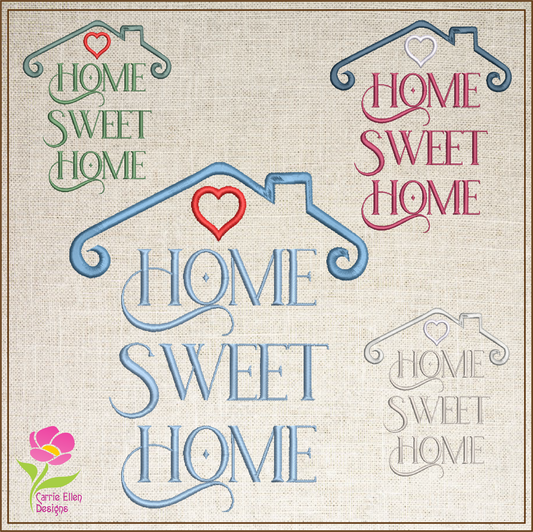 Home Sweet Home Machine Embroidery Design, Vintage Saying Embroidery Design, Home Quote Pattern, 6 Sizes (0411)