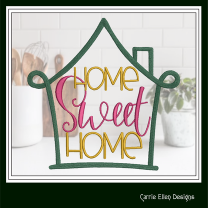 Home Sweet Home Machine Embroidery Design | Cozy Home Décor for Pillows, Towels & Apparel | 6 Sizes (1715)