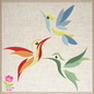 Hummingbird Machine Embroidery Design Bundle, Bird Embroidery Design, Colorful Birds Embroidery Pattern, 3 Designs, 6 Sizes Each (0407)