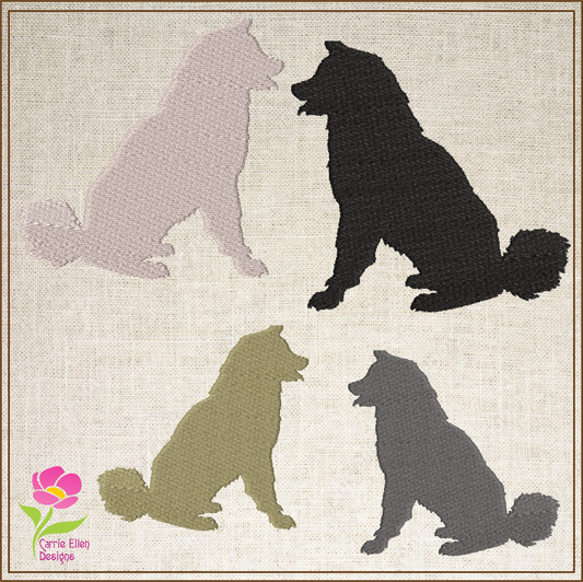 Husky Dog Breed Silhouette Machine Embroidery Design | Working Dog Animal Embroidery Design | 4 Sizes (0577)
