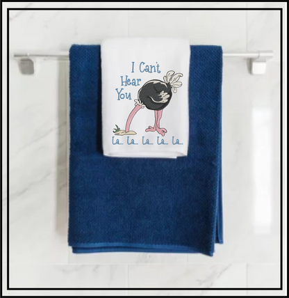 I Can’t Hear You Ostrich Embroidery Design – Head in the Sand Saying – Funny Bird Machine Embroidery File, 6 Sizes (0674)