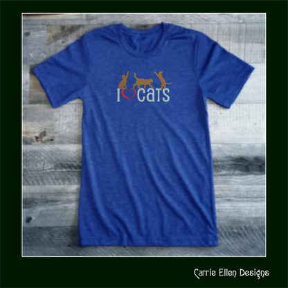 I Love Cats Machine Embroidery Design – I Heart Cats Silhouette Pattern – 6 Sizes (1256)