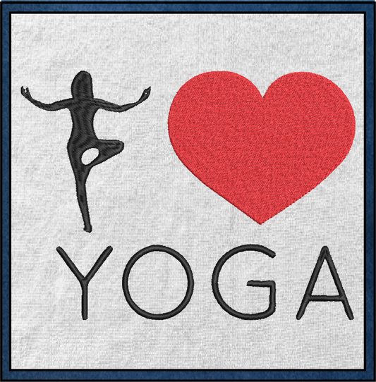 Yoga Machine Embroidery Design – 8 Sizes | I Love Yoga Embroidery, Fitness & Sports Stitch Pattern (0120)