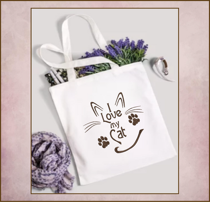 Cat Machine Embroidery Design, I Love my Cat Embroidery Quotes and Sayings, Animal Pet Embroidery Design, 8 Sizes (0893)