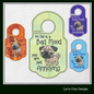 Bad Mood Dog ITH Door Knob Hanger Machine Embroidery Design, Grumpy Dog In The Hoop Door Sign Embroidery Project (1424)