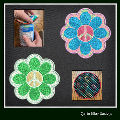 Flower Power ITH Jar Opener Machine Embroidery Design, Boho Hipster Jar Gripper, In The Hoop Embroidery Projects (1458)