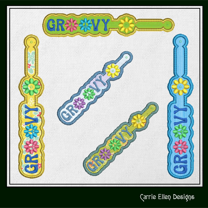 Groovy ITH Key Fob Machine Embroidery Design | Hipster Boho Key Tag, In The Hoop Project (1288)
