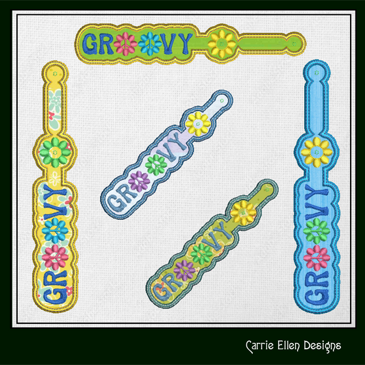 Groovy ITH Key Fob Machine Embroidery Design | Hipster Boho Key Tag, In The Hoop Project (1288)