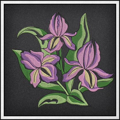 Iris Machine Embroidery Design, Iris Flower Design, Pink and Lilac Garden Flowers Embroidery, 6 Sizes. (0318)