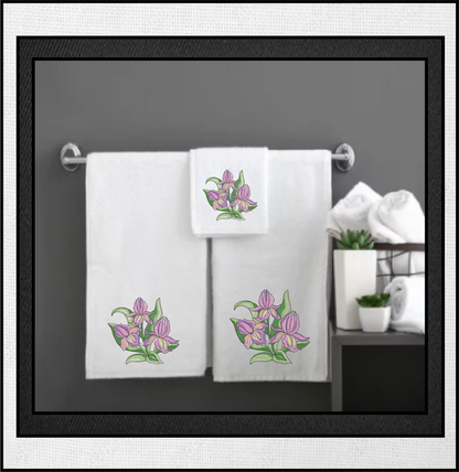 Iris Machine Embroidery Design, Iris Flower Design, Pink and Lilac Garden Flowers Embroidery, 6 Sizes. (0318)