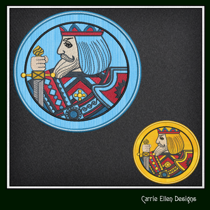 King Face Card ITH Jar Opener Machine Embroidery Design, Lid Gripper, In The Hoop Embroidery Projects (1414)