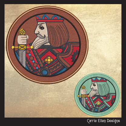 King Face Card ITH Jar Opener Machine Embroidery Design, Lid Gripper, In The Hoop Embroidery Projects (1414)