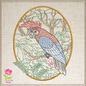 Parrot Machine Embroidery Design, Tropical Jungle Bird Line Art Sketch Design, 4 Sizes (0422)