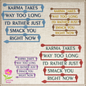Karma Takes Way Too Long Machine Embroidery Design – Funny Karma Smack Quote, Sassy Embroidered Saying, 4 Sizes (0471)