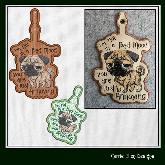 Grumpy Dog ITH Key Fob Machine Embroidery Design | Funny Dog Saying In The Hoop Project (1310)
