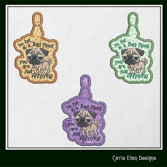 Grumpy Dog ITH Key Fob Machine Embroidery Design | Funny Dog Saying In The Hoop Project (1310)