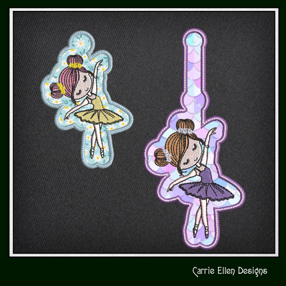 Ballerina ITH Key Fob Machine Embroidery Design | Little Ballet Dancer In The Hoop Project (1456)