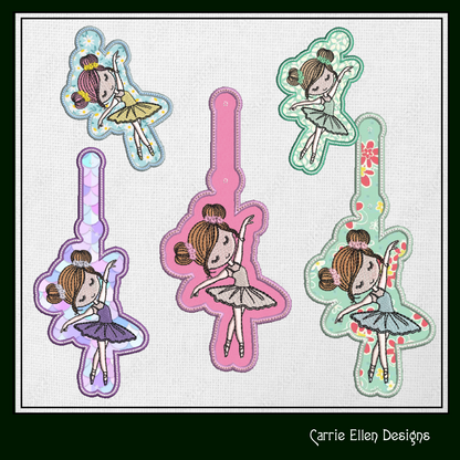 Ballerina ITH Key Fob Machine Embroidery Design | Little Ballet Dancer In The Hoop Project (1456)