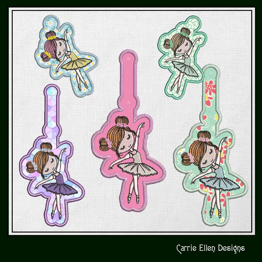 Ballerina ITH Key Fob Machine Embroidery Design | Little Ballet Dancer In The Hoop Project (1456)