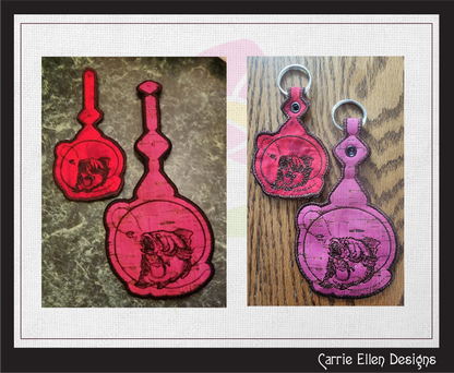 Bass Fishing ITH Key Fob Machine Embroidery Design, In The Hoop Fishing Key Tag Project (1275)