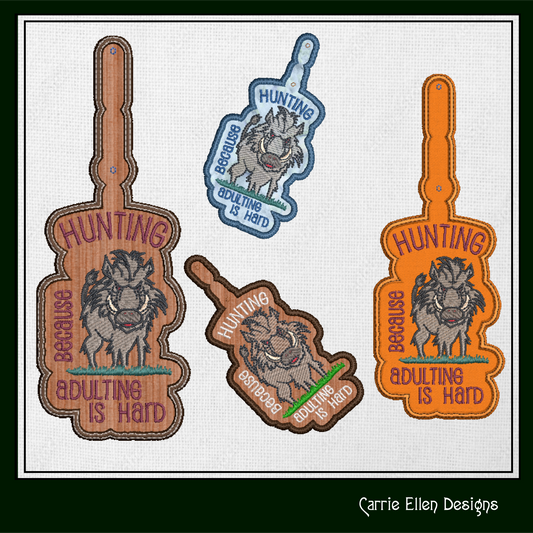 Hunting ITH Key Fob Machine Embroidery Design | Funny Hunting Saying In The Hoop Project (1302)