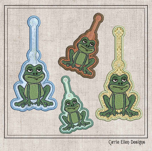 ITH Key Fob Machine Embroidery Design – Frog Key Tag In The Hoop Machine Embroidery Project (1271)