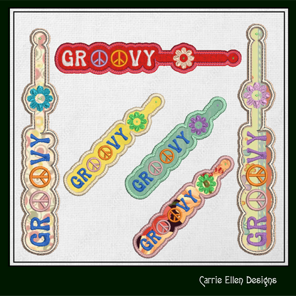 Groovy ITH Key Fob Machine Embroidery Design | Hipster Boho Key Tag, In The Hoop Project (1287)