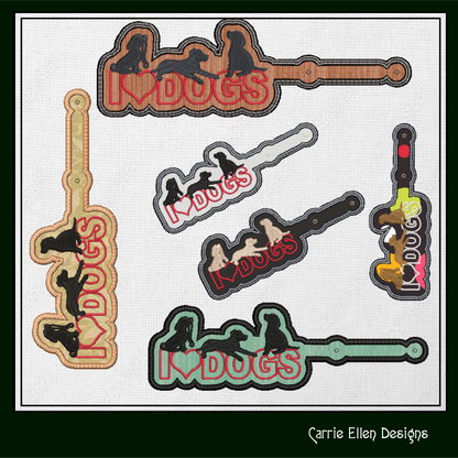 I Love Dogs ITH Key Fob Machine Embroidery Design | Dog Lover In-The-Hoop Embroidery Project (1286)