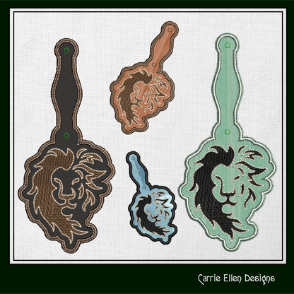 Lion ITH Key Fob Machine Embroidery Design | Lion Head In-The-Hoop Key Tag Project | Animal Embroidery 1284