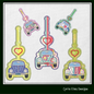 Retro Love Bug ITH Key Fob Machine Embroidery Design, Boho Hippie In-The-Hoop Embroidery Project (1285)