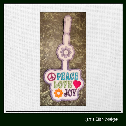 Peace Love and Joy ITH Key Fob Machine Embroidery Design | Boho Hippie In The Hoop Key Tag (1301)
