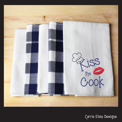 Kiss The Cook Machine Embroidery Design – Cooking Chef with Red Lips Embroidery Quotes, 6 Sizes (1119)