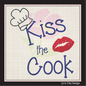 Kiss The Cook Machine Embroidery Design – Cooking Chef with Red Lips Embroidery Quotes, 6 Sizes (1119)