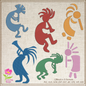 Kokopelli Embroidery Design Bundle, Dancing Kokopelli Embroidery Patterns, Tribal Art Design, Musical Embroidery, Flute, 6 Designs 8 Sizes Each (0477)