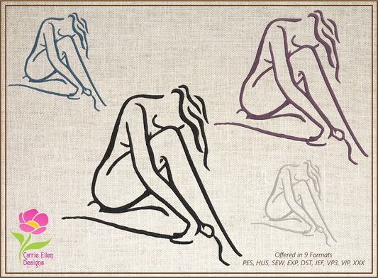 Lady Pose Machine Embroidery Design – Elegant Fine Art Nude Woman Stitch Pattern, 8 Sizes (0478)