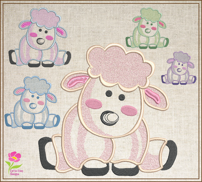 Little Lamb Machine Embroidery Design – Children’s Animal Pattern for Nursery & Baby Décor, 6 Sizes (0528)