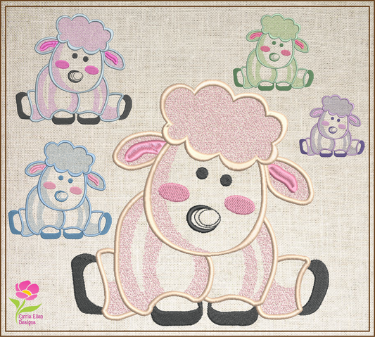 Little Lamb Machine Embroidery Design – Children’s Animal Pattern for Nursery & Baby Décor, 6 Sizes (0528)