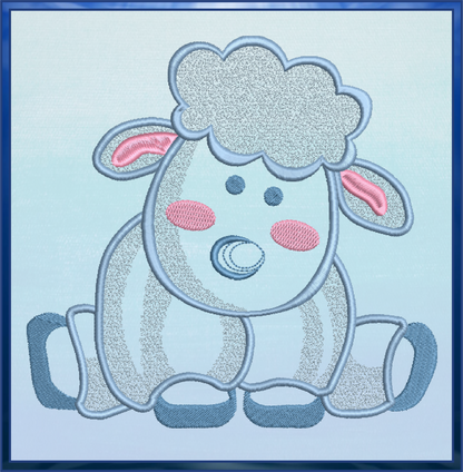 Little Lamb Machine Embroidery Design – Children’s Animal Pattern for Nursery & Baby Décor, 6 Sizes (0528)