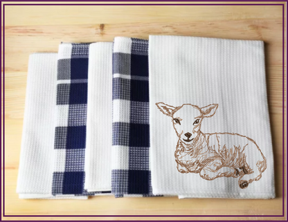 Little Lamb Machine Embroidery Sketch Design – Baby Farm Animal Line Art Embroidery Pattern, 6 Sizes (0529)
