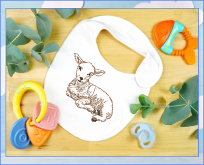 Little Lamb Machine Embroidery Sketch Design – Baby Farm Animal Line Art Embroidery Pattern, 6 Sizes (0529)