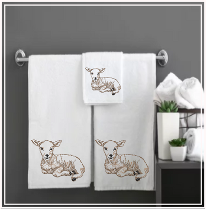 Little Lamb Machine Embroidery Sketch Design – Baby Farm Animal Line Art Embroidery Pattern, 6 Sizes (0529)