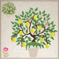 Lemon Tree Machine Embroidery Design | Fruit Tree Pattern | Home & Garden Potted Plant Embroidery | 10 Sizes (0600)