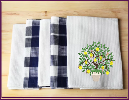 Lemon Tree Machine Embroidery Design | Fruit Tree Pattern | Home & Garden Potted Plant Embroidery | 10 Sizes (0600)