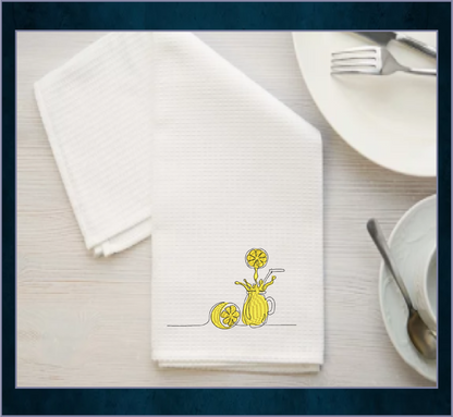 Lemonade Machine Embroidery Line Art Design – Summer Lemon Fruit Pattern, Refreshing Citrus Embroidery, Sour & Tart Design, 10 Sizes (0457)