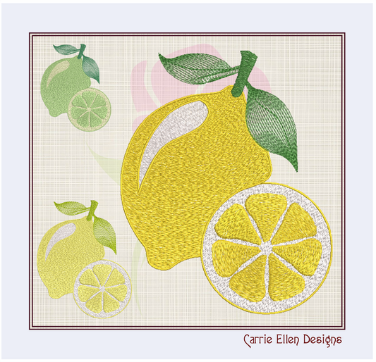 Fresh Lemon or Lime Machine Embroidery Design – Summer Citrus Fruit Digital Pattern – 8 Sizes (0172)